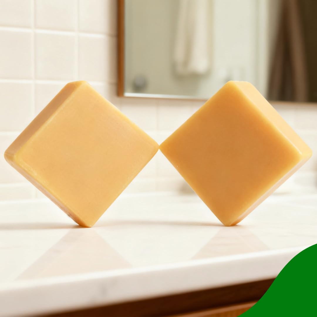 QICAOGANGMU Natural Herbal Soap - Pack of 2 (80g / 2.8 oz Each) - Herbal Soap Bar for Itchy & Sensitive Skin with Sophora Root, Cnidium Fruit, Menthol & Borneol