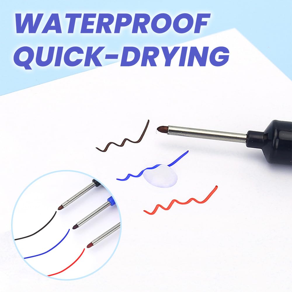 5PCS Long Head Deep Hole Marker Pens, 20mm Deep Reach Markers, Waterproof Construction Markers Marking Tool, Long Nose Marker, Permanent Markers Carpenter Ink Marker Pens, Metal Marking Pen (A-BK)