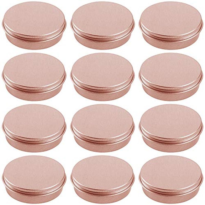 1 Ounce Aluminum Tin Jar Refillable Containers 30ml Aluminum Screw Lid Round Tin Container Bottle for Cosmetic, Lip Balm, Cream, 20 Pcs Rose Gold