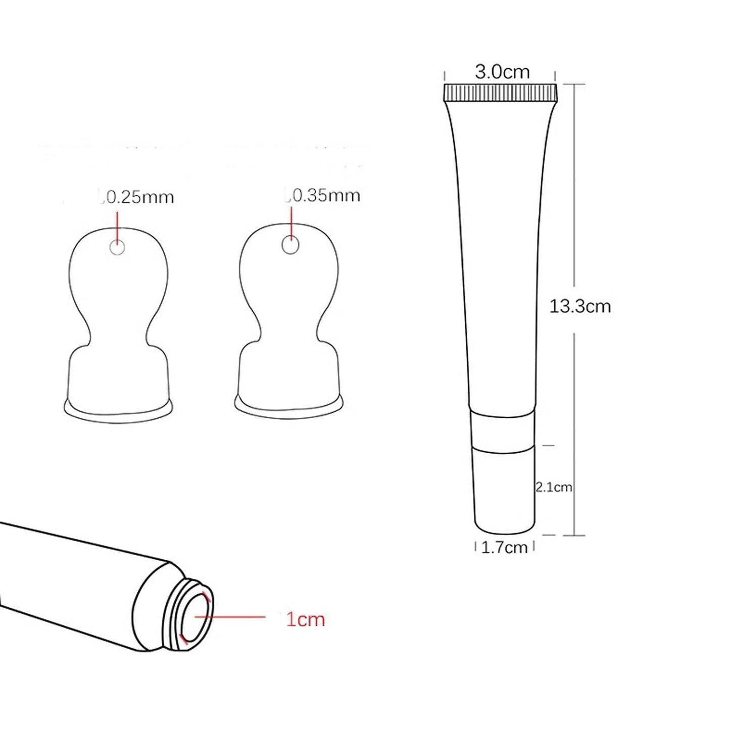 TEONEI Empty Eye Cream Squeeze Tubes,Lip Gloss Squeeze Tubes,Essential oil Roller Tubes,Makeup Sample Bottles,Travel Makeup Squeeze Bottles,2PCS