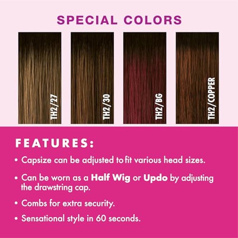 Sensationnel Instant Weave Half wig - IWD 17 synthetic half wig or updo cap with adjustable drawstring for seamless hair blending - IW Drawstring 17 (1 JETBLACK)