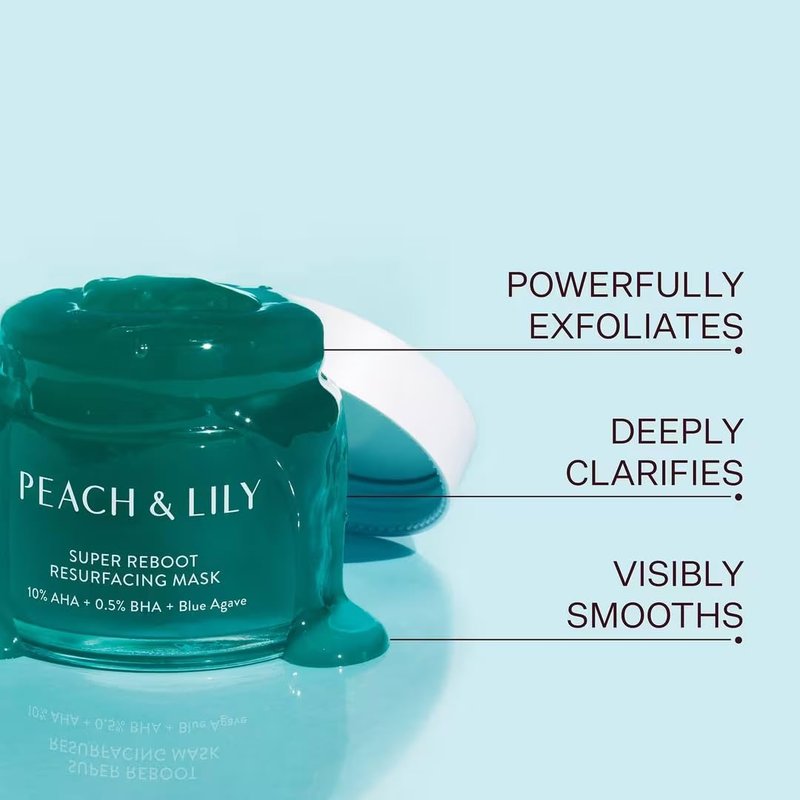 Peach & Lily Super Reboot Resurfacing Mask - 10% AHA, 0.5% BHA | Pro-Grade Treatment for Pores, Uneven Skin | 2.7 Fl Oz