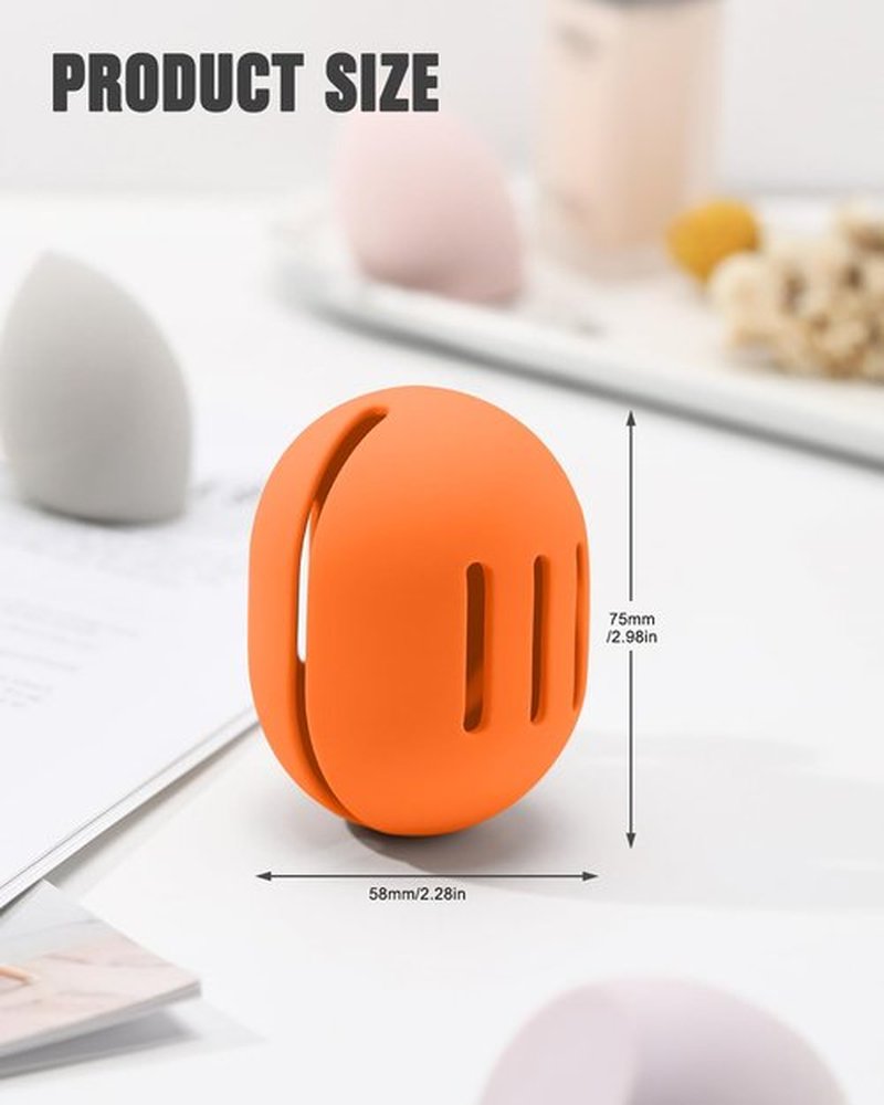 FERYES Makeup Sponge Holder – Shatterproof Eco-Friendly Silicone Beauty Make Up Blender Case for Travel -Orange