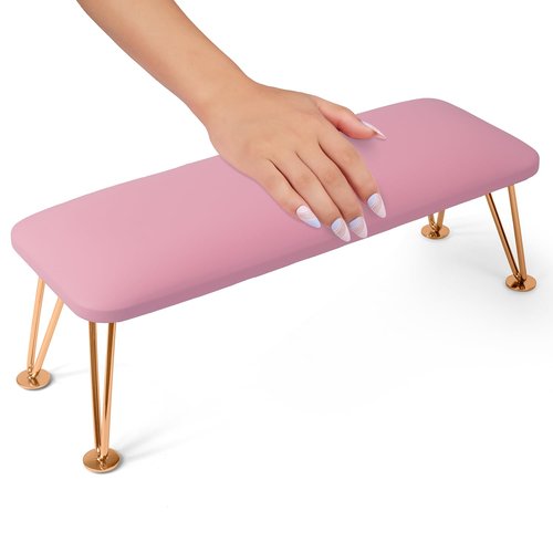 Merterfly Arm Rest for Nails, Sturdy Nails Arm Rest for Nail Tech with Space for Nail Lamp, Reduces Back Pain, Easy Clean Hand Rest for Manicures and Pedicures (Pink)