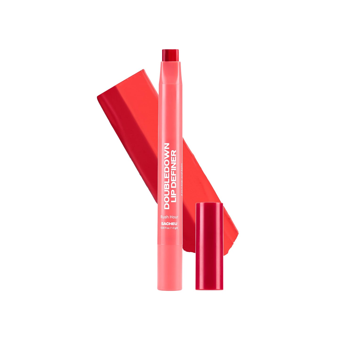 Sacheu DoubleDown Lip Definer, 2-in-1 Lip Liner & Balm — Hydrating Korean Makeup Lipstick with Pigmented, Buildable Color, Creamy Satin Finish, Avocado Oil, Rosehip Oil & Vitamin E (Rush Hour)