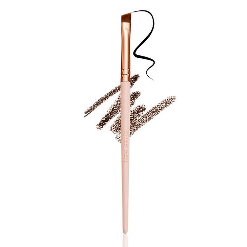 ENZO KEN Fine Angled Winged Eyeliner Brush and Flat Eyebrow Brush, Copper Flat Liner Brush, Ultra Thin Eyeliner Brush for Liquid Gel, Firm Eyeliner Brush Eye Brow Brush, Pro Precision Eye Makeup -Pink