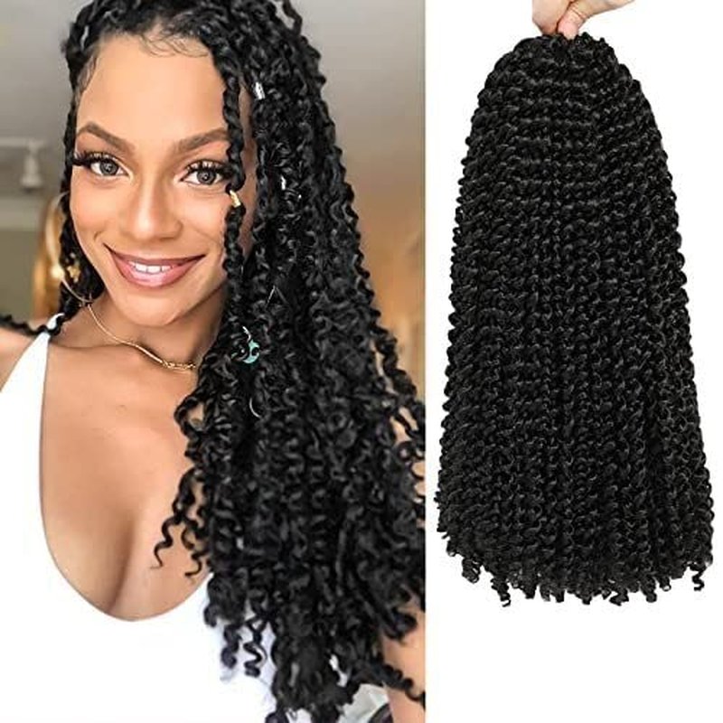 Pelokaa Passion Twist Hair - 14 Inch 7packs Natural Black Water Wave Crochet Braids Synthetic Braiding Hair Extensions (14 Inch 7Packs, 1B)