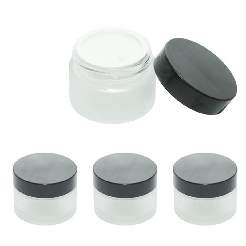 YUYUDEHM 4 Pack 1oz White Matte Glass Jars with Lids, 30ml Reusable Empty Round Container for Creams, Lotion, Cosmetic