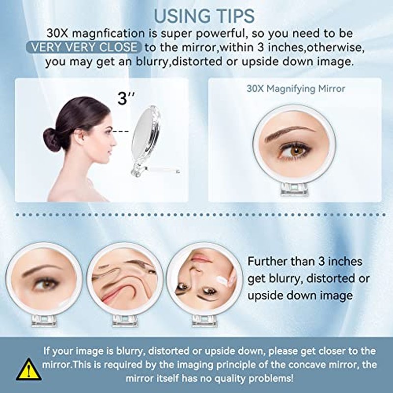 B Beauty Planet 30X Magnifying Mirror for Travel with Handle, Double-Sided 1X/30X Magnification Hand Mirror for Makeup