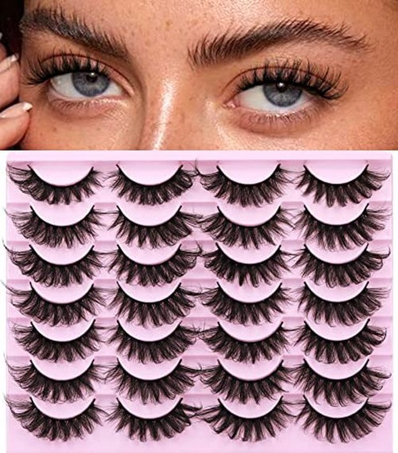 Lashes Wispy Faux Mink Lashes Fluffy False Eyelashes Natural Look 16mm Eye Lashes 6D Volume Fake Lashes pack by Kiromiro 14 Pairs