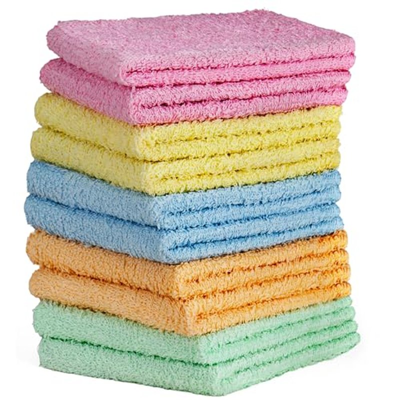 DecorRack 10 Pack Makeup Remover Wash Cloths, 100% Cotton, Soft Fingertip Face Cleansing Cloths, Black (10 Pack)