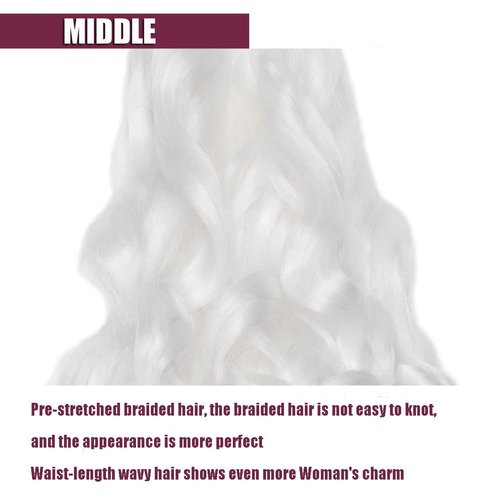 4 Packs French Curly Braiding Hair 24 Inch Loose Wave Spiral Curly Crochet Hair for Black Women Pre Stretched Braiding Hair with Curly Ends, white#