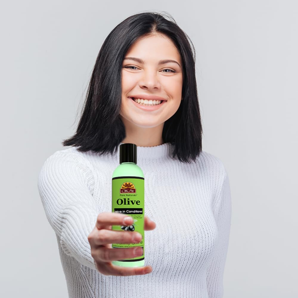 OKAY - Olive Oil Leave-In Conditioner - For All Hair Types and Textures - Conditioning and Healthy Shine - Nourish, Condition, Hydrate - Free of Sulfate, Silicone & Paraben - 8 oz