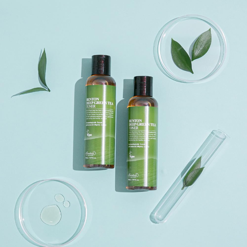 BENTON Deep Green Tea Toner 150ml (5.07 fl.oz.) - Nourishing & Hydrating Facial Toner for Oily and Sensitive Skin, Skin Soothing & Purifying