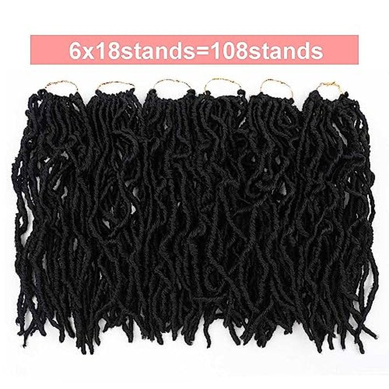 24 Inch Soft Locs Crochet Hair Pre Looped Super Long Faux Locs Crochet Braids Goddess Locs Dreadlocs Synthetic Hair For Black Women (24 Inch (Pack of 6), M1B/DGREEN)
