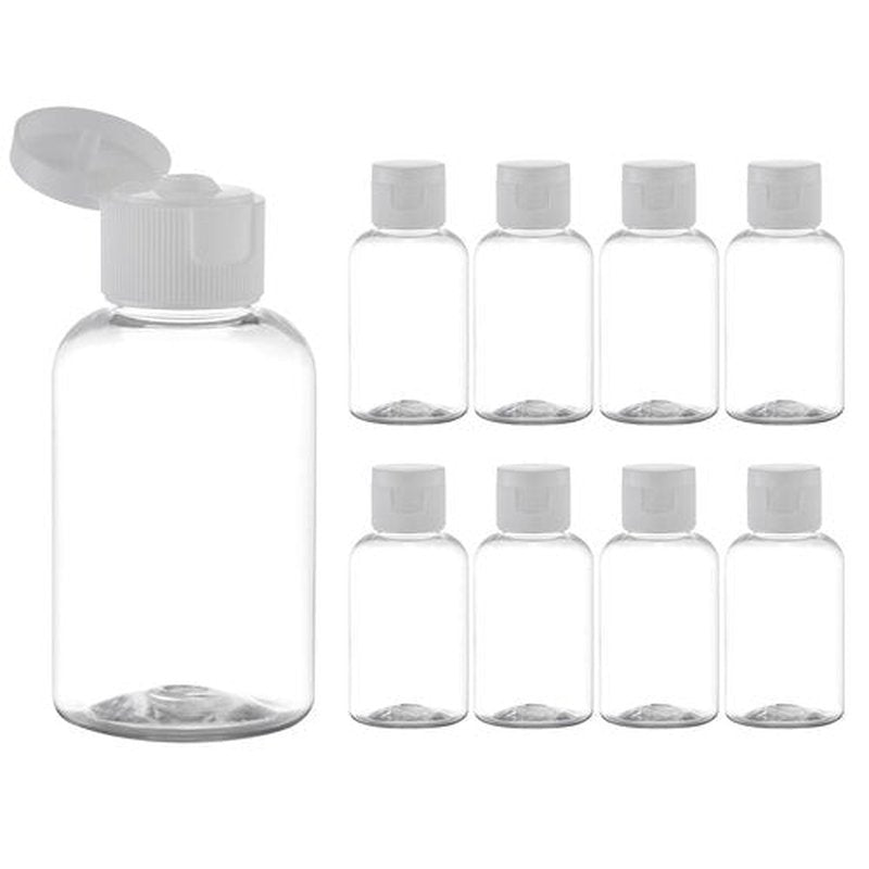 Lulupack Travel Bottles for Toiletries, 50ml/1.6oz Plastic Small Travel Size Containers for Shampoo (9pcs, White Caps)