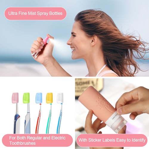 Vipop 20 Pack Travel Bottles for Toiletries,TSA Approved Silicone Travel size Toiletries,Leak Proof Travel Containers for Toiletries,Travel Bottles for Shampoo Conditioner Lotion (Dandelion)
