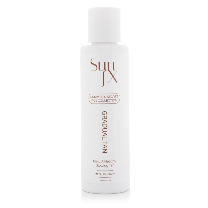 SunFX Gradual Tan Body Lotion Self Tanner | Hydrating Tan Extender Moisturizer No Odor | Build your Glow from Sunkissed to Dark | Enriched with Aloe & Vit A & E (100ml/3.38 Fl oz)