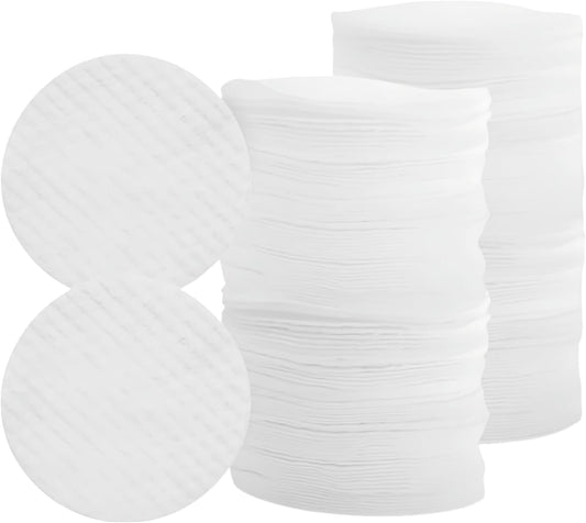 150 Pcs White Soft Facial Pads Round Shape Face Cleansing Pads, Disposable Non-Woven Fabric, for Makeup Removing Blending and Skin Toner Applying Cotton Balls and Swabs, 2.36 Inches