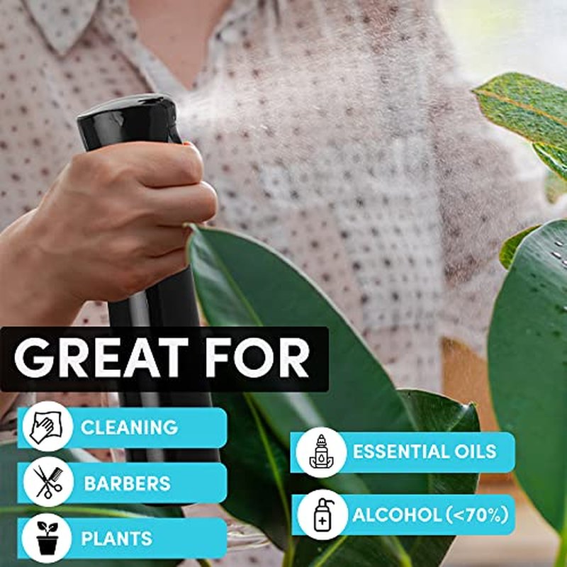 Hula Home Spray Bottle for Hair (10.1oz/300ml) - Powered by Flairosol® Spray Technology - Continuous Ultra Fine Mist Sprayer – For Hairstyling, Cleaning, Salons, Plants, Essential Oil & More - Black