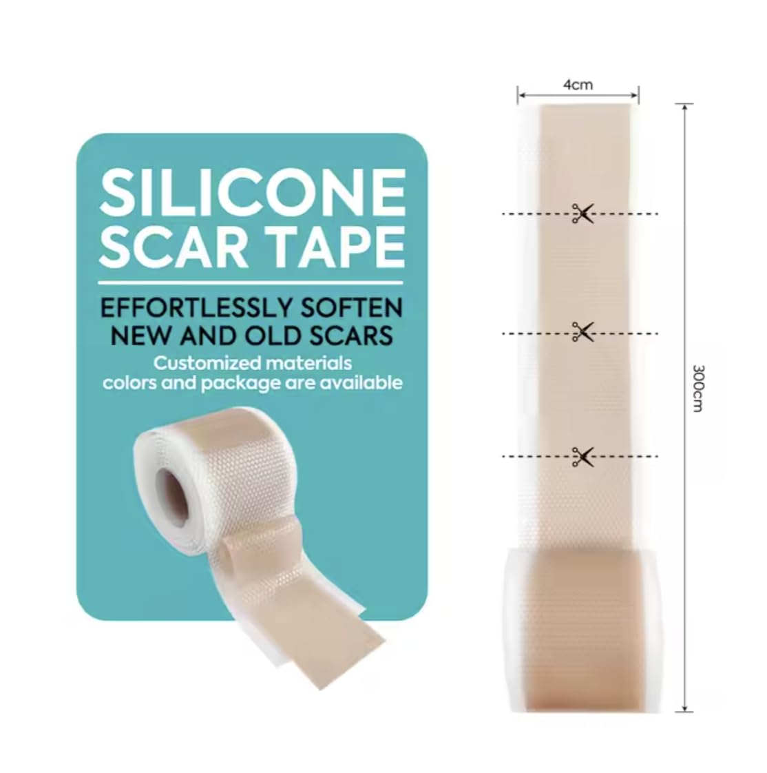 Silicone Scar Sheets 1.6" x 120" - Medical Grade, Long-Lasting, Reusable Tape Roll for C-Section, Surgical Scars, Keloid, Acne, Tummy Tuck Recovery & Wrinkle Treatment