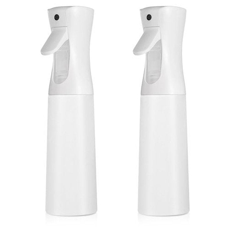 Continuous Spray Bottle for Hair (10.1oz/300ml) 2 Pack Mister Spray Bottles for Cleaning Empty Ultra Fine Water Mist Sprayer for Hairstyling Plant Garden Curly Hair Etc (White)