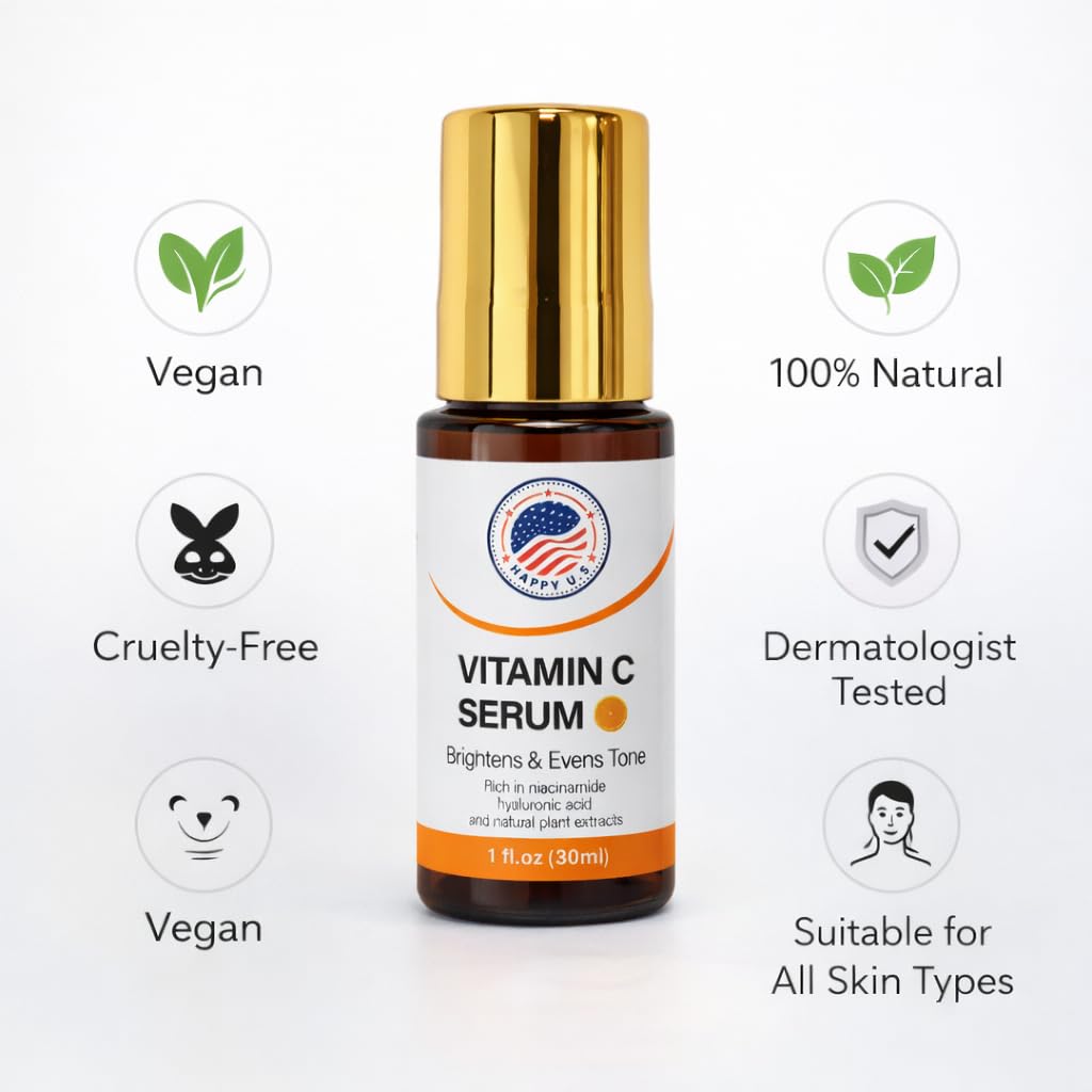 Vitamin C Serum Roll On for Face with Hyaluronic Acid, Vitamin E & Niacinamide – Brightening Anti Aging Facial Serum for Dark Spots, Fine Lines & Wrinkles – Hydrating, Even Tone, All Skin Types – 30ml