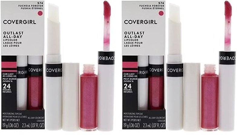 COVERGIRL Outlast All-Day Lip Color With Topcoat, Fuchsia Forever (Pack of 2)
