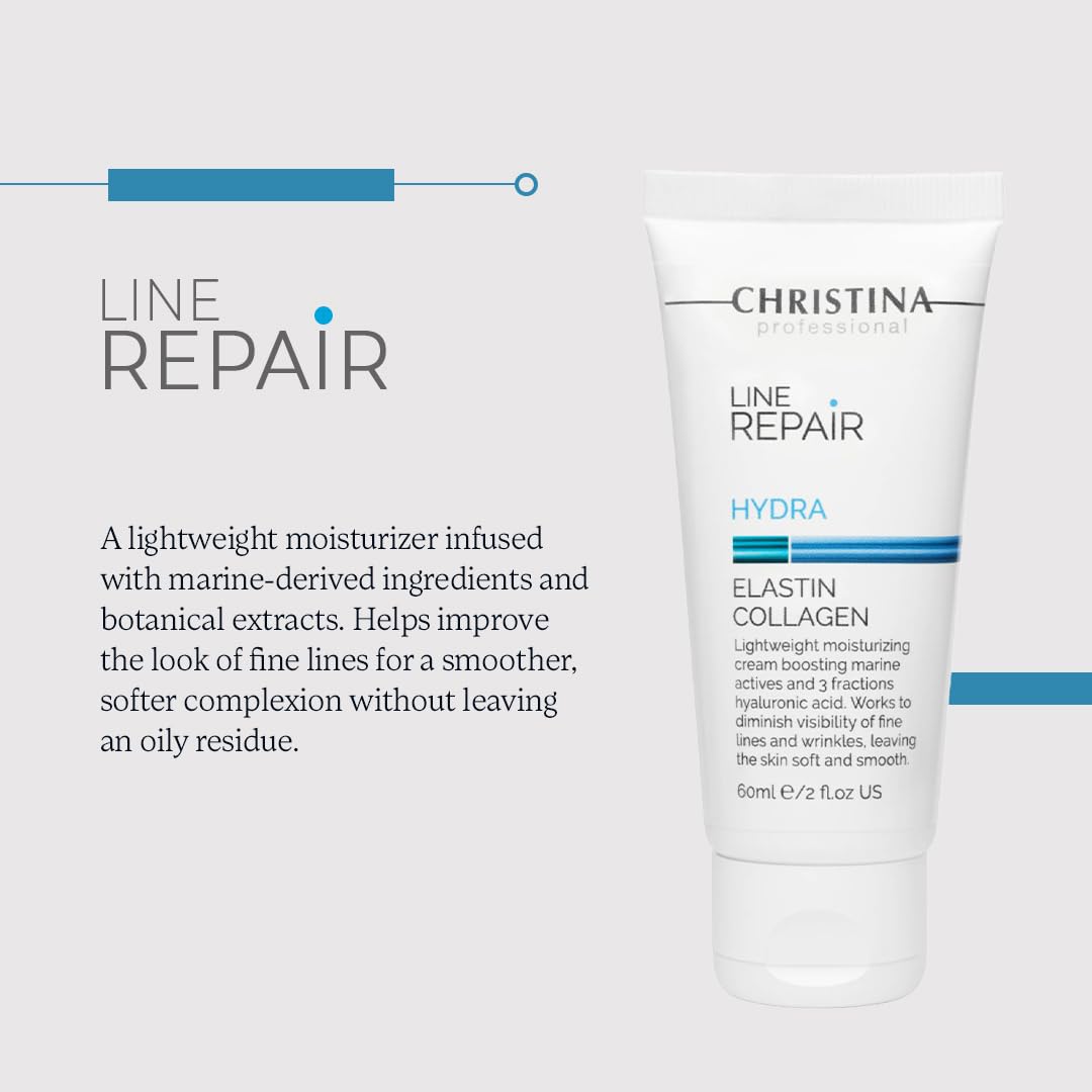 Christina - Collagen Face Moisturizer with Hyaluronic Acid – Marine Restore Cream for Hydration, Wrinkle Reduction, and Skin Firming – Lightweight Anti-Wrinkle Facial Cream for Ages 20-50+ - 60 ml
