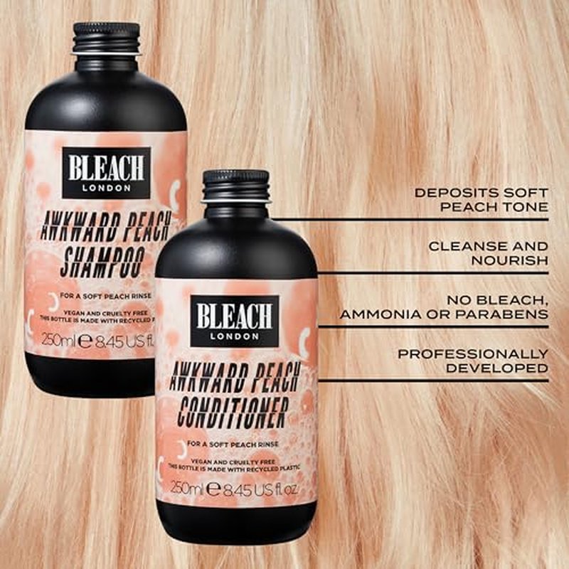 Bleach London Awkward Peach Shampoo & Conditioner, 250ml Each