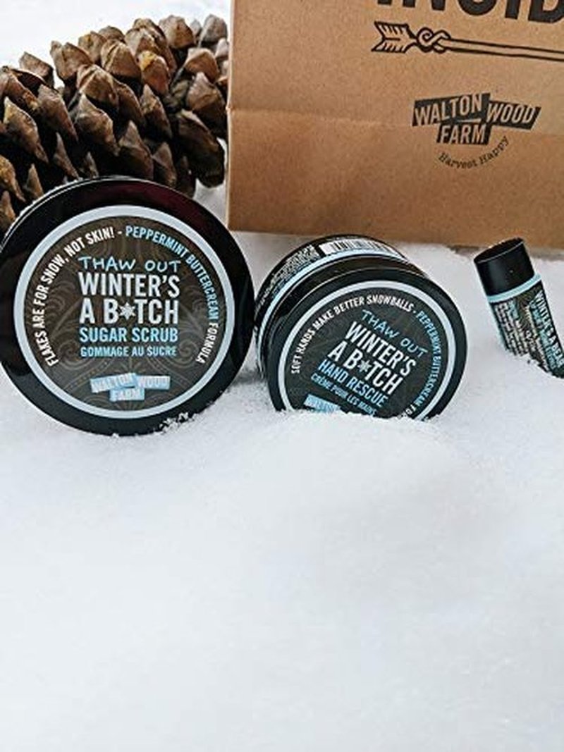 Walton Wood Farm Sugar Scrub (Winter's A Btch) Peppermint Buttercream Formula Vegan-Friendly and Paraben-Free 8 oz
