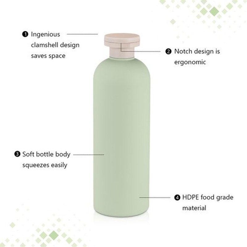ASEVAT 13.5 oz Large Travel Shampoo and Conditioner Bottles, Green Squeeze Bottles for Shampoo, Travel Containers for Toiletries Leak Proof for Lotion, Cream and Liquids (4Pcs)