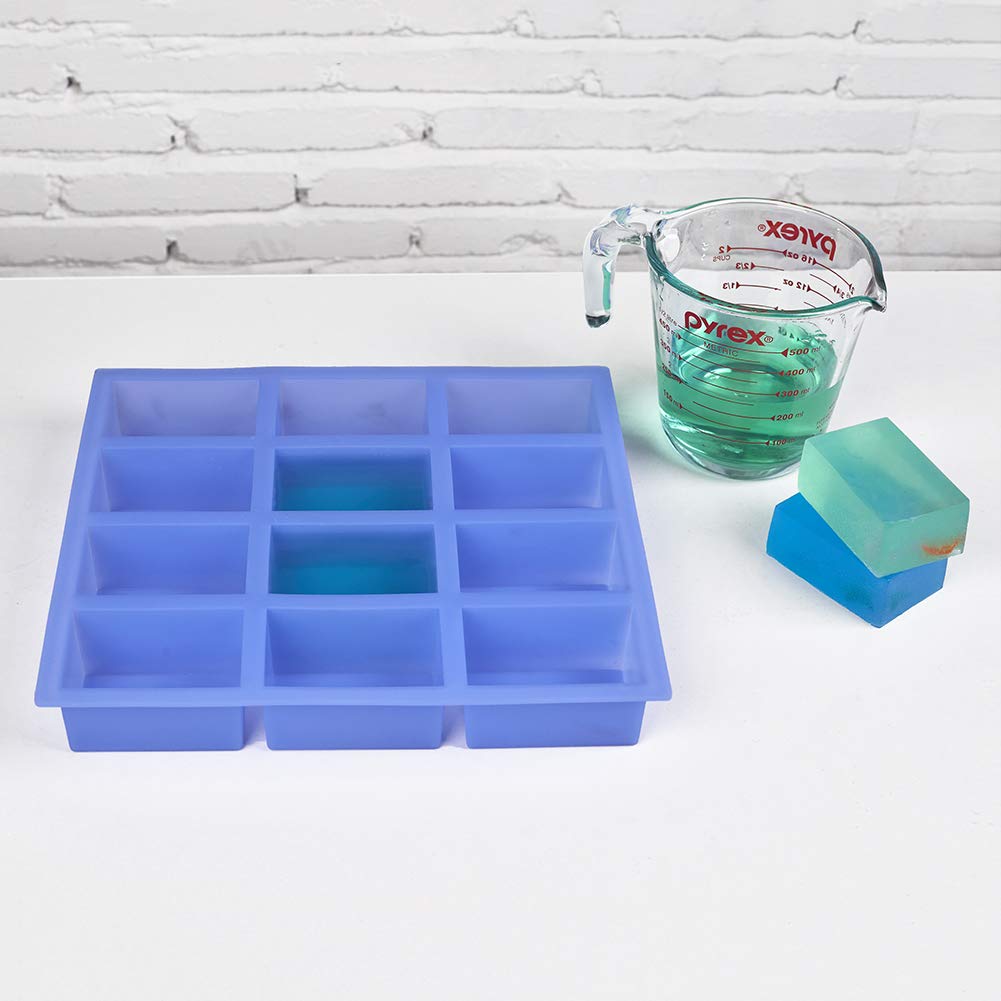 Silicone Soap Mold for Soap Making, 12-Cavity 5.5oz Deep Rectangle Soap Mold, Thick Flexible Easy Release BPA-Free Non-Stick Mold for Handmade Soap, Bath Bombs, Resin & DIY Crafts
