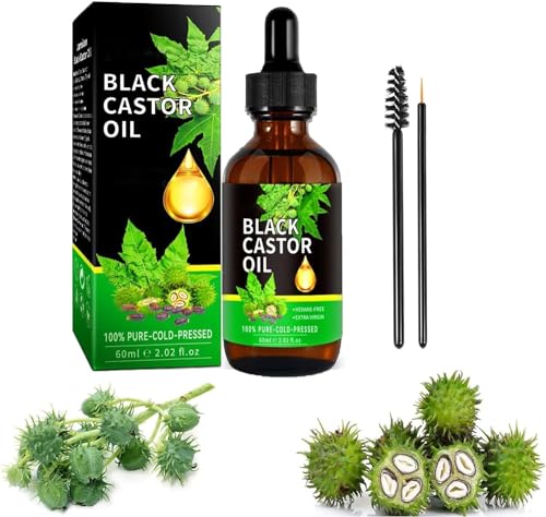 Aceite de Ricino y Castor Orgánico Puro para Crecimiento del Cabello, Pestañas, Cejas y Vello de Mujeres y Hombres - 60ml/2.0 Fl Oz