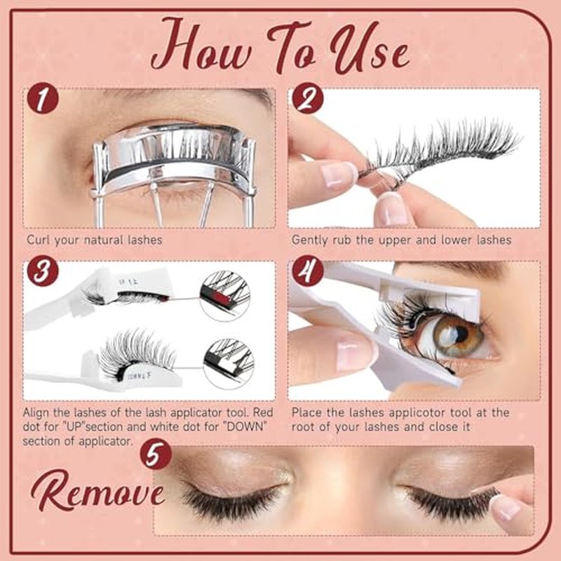 Krafty Magnetic Eyelashes,Magnetic Eyelashes with Applicator,Crafty co Magnetic Eyelashes Without Eyeliner,Reusable No Glue Needed Magnetic Eyelashes Kit Easy to Wear and Remove Readily (Natural+Fox)
