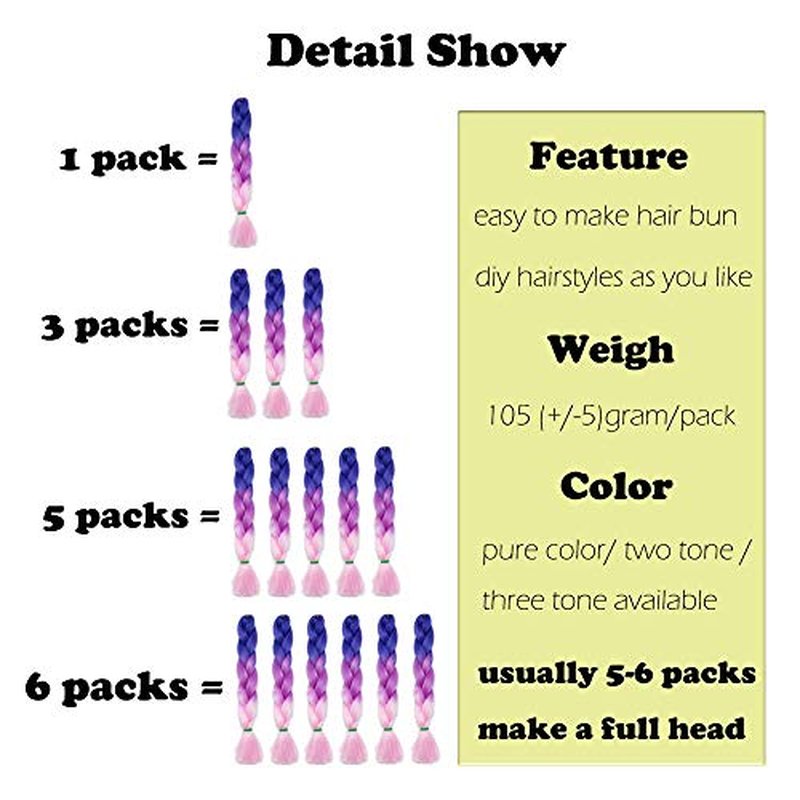 24" Ombre Jumbo Braiding Hair Extensions Jumbo Braid Hair Ombre Long Jumbo Braids For Box Twist Braid Crochet Hair High Temperature 3 Tone Colored (3 Bundles, Dark Green to Green)