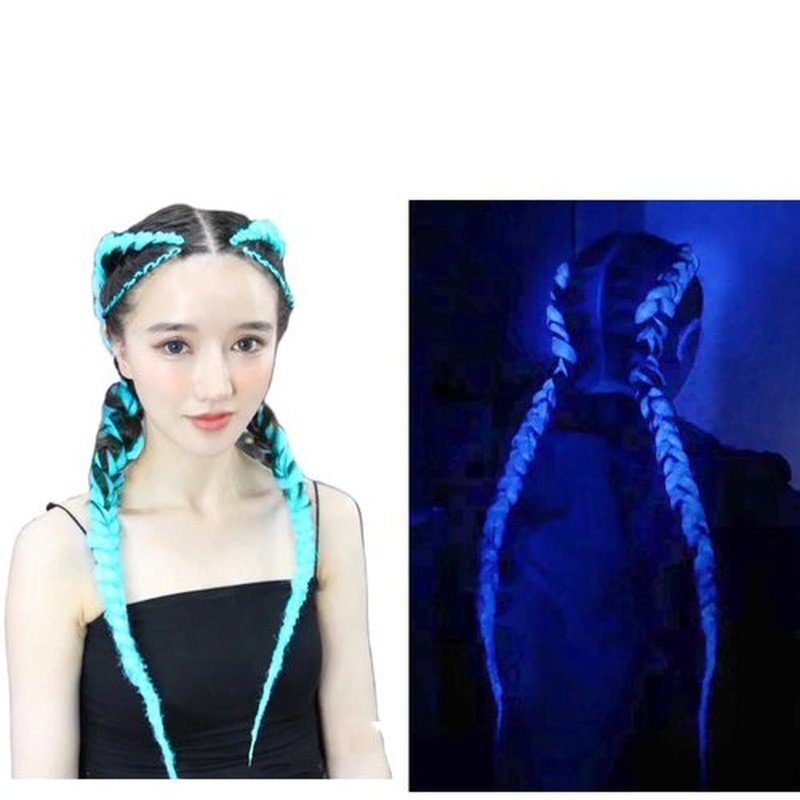 Glowing in Darkness Braiding Hair 400g Braiding Hair Jumbo Box Braids Hair Extensions Shining Jumbo Braids Hair Fluorescent Light in Darkness (Jewellery Blue)
