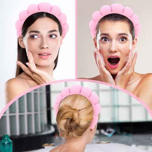 Women's Spa Headband, P!nk - Hairband for Facial Skincare, Makeup Removal, Yoga, Sports - Soft, Comfortable, Absorbent Microfibers, One Size Fits Most, Unisex-Adults, 1 Count