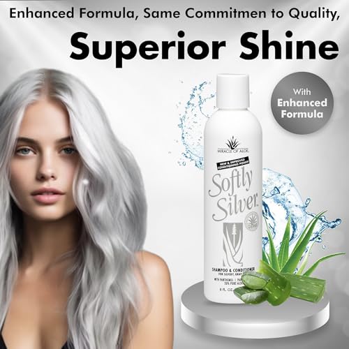 Softly Silver Shampoo Improved Conditioning formula for Gray Hair, 2 in 1 Purple Restorative Hair Wash for Mature Hair, Adds Luster, Bounce & Body, with Panthenol and 20% Pure UltraAloe