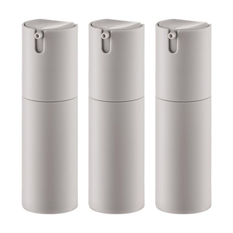 Airless Pump Bottles Travel 1oz: Travel Size Lotion Container - Refillable Dispensers for Moisturizer, Serum (Plastic, Matte Gray, 3Pcs)