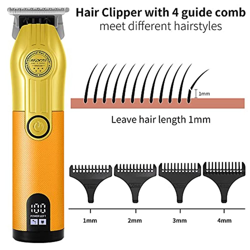 MASOVOTU Hair Trimmer for Men, Professional Hair Clippers Grooming Cutting Kit, Rechargeable Cordless Edgers Clippers Barber Beard Trimmer,Gold