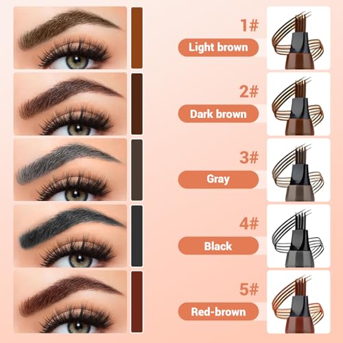 Upgrade Microblading Eyebrow Pen, 3D Waterproof Microblading Eyebrow Pencil 4-Tip Waterproof Eyebrow Pen, Natural Makeup Long-Lasting Fine Stroke Magic Eyebrow Pencil (5 Pcs)