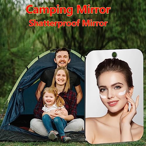 quegau Unbreakable Shower Mirror for Shaving, (Medium 6x8 inch) Portable Shower Mirror for Men with Adhesive Locker Mount,Ideal for Camping and Traveling,NOT Fogless Mirror for Shower
