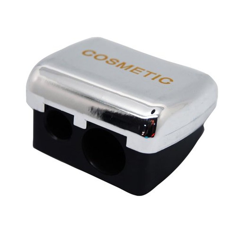 EMILYSTORES 2-in-1 Makeup Cosmetics Pencil Sharpener 2 PCS, Silver Color