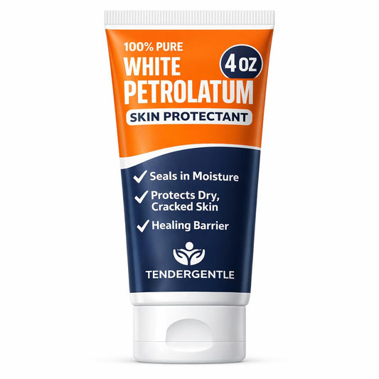 White Petroleum Jelly Squeeze Tube - 4 oz of Petrolatum for Minor Wounds and Diaper Rashes - Good for Chapped Lips from Dry Weather