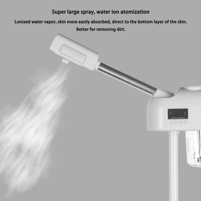 Professional Ozone Facial Steamer for Clean Skin, LCD Display, Facial Steamer for Esthetician, Use at Home & Salon, Spa with Hot Mist, Timer Function, Adjustable Height & Rolling Wheels