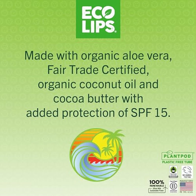 Eco Lips Classic Sport Broad Spectrum Sunscreen Lip Balm 6-Pack - Made in USA (Classic Berry SPF 15)