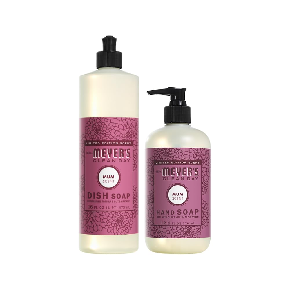 Mrs. MEYER'S CLEAN DAY Variety, 1 Liquid Hand Soap, 12.5 OZ, 1 Liquid Dish Soap, 16 OZ, 1 CT (Mum)
