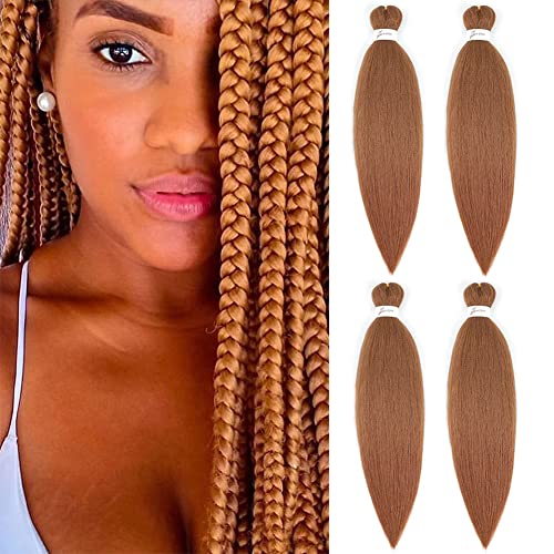 [MULTI PACKS DEAL] Black Pre Stretched Crochet Braiding Hair 24 Inch - 8 Bundles Hot Water Setting Jet Black Natural Soft EZ Braids Professional Yaki Straight Synthetic Bundles for Black Women
