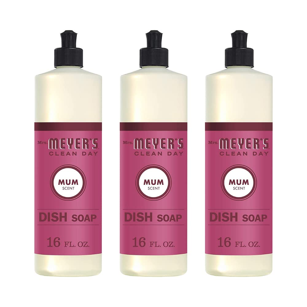 Mrs. MEYER'S Clean Day Liquid Dish Soap, Mum, 16 Fl Oz. (Pack of 3)